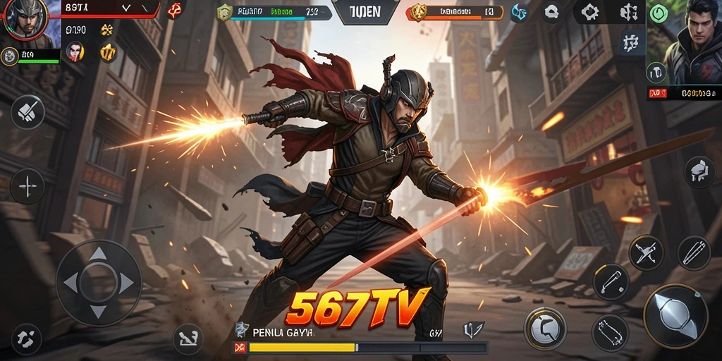 Screenshot gameplay 567TV dengan aksi mendebarkan dan karakter dinamis.