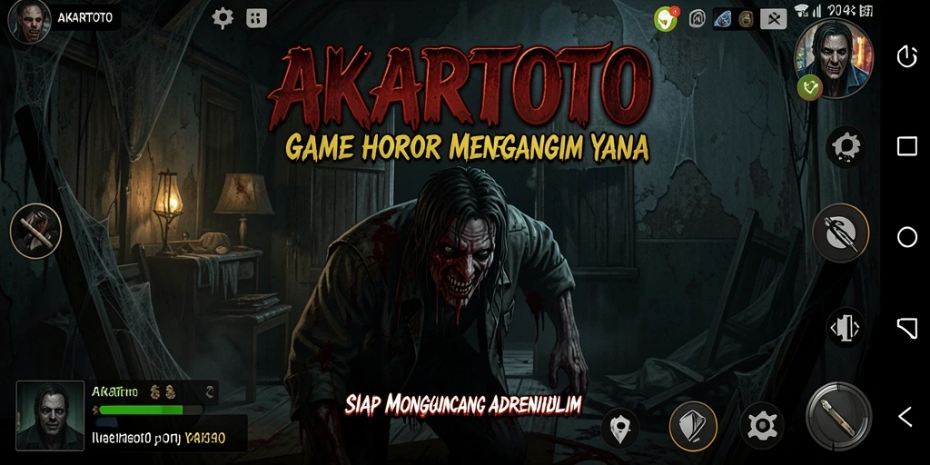 Tampilan mendebarkan dari gameplay AKARTOTO yang penuh kengerian.