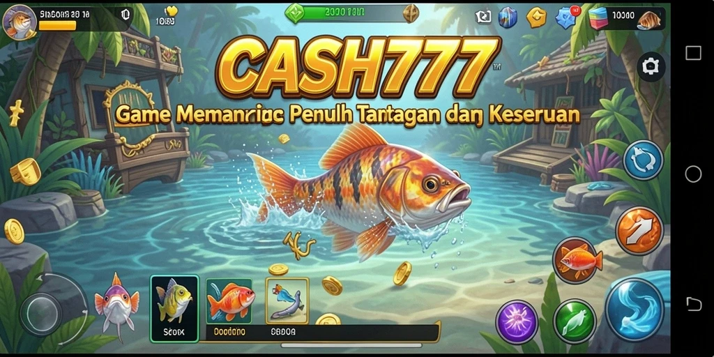 Screenshot gameplay CASH777 yang memukau saat menangkap ikan.