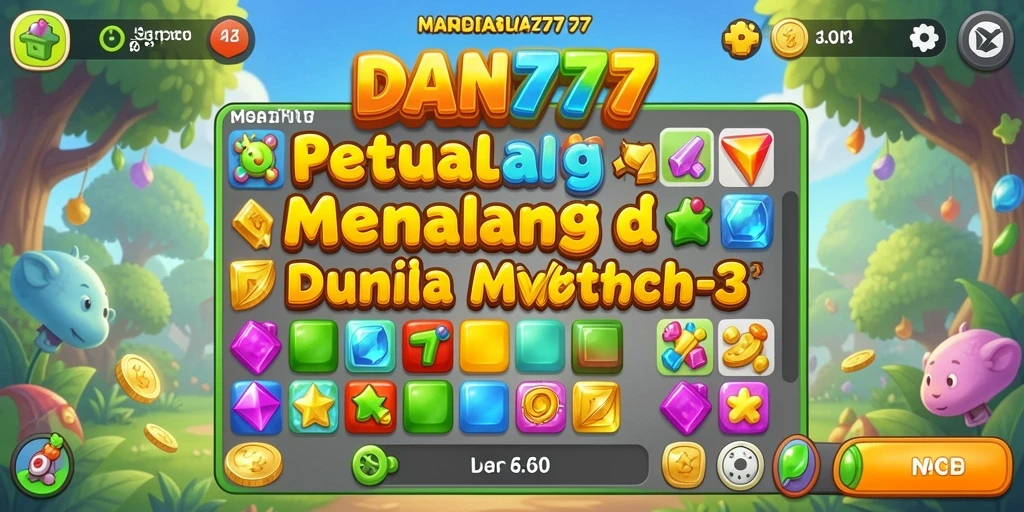 Tampilan gameplay seru dari DAN777 dengan permata berwarna-warni.