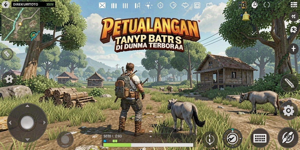 Screenshot gameplay <strong>DIREKTURTOTO</strong> menunjukkan petualangan seru di dunia terbuka.