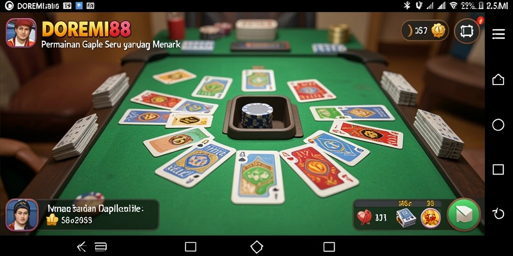 Tampilan menarik dari gameplay Gaple DOREMI88 yang mengasyikkan.