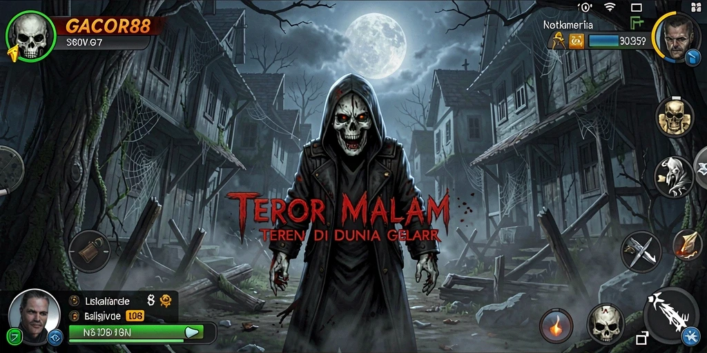 Tampilan gameplay menegangkan dengan suasana horor yang mencekam.