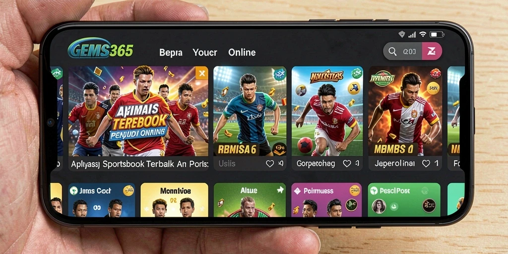 Tampilan utama GEMS365 yang menampilkan berbagai opsi taruhan olahraga.