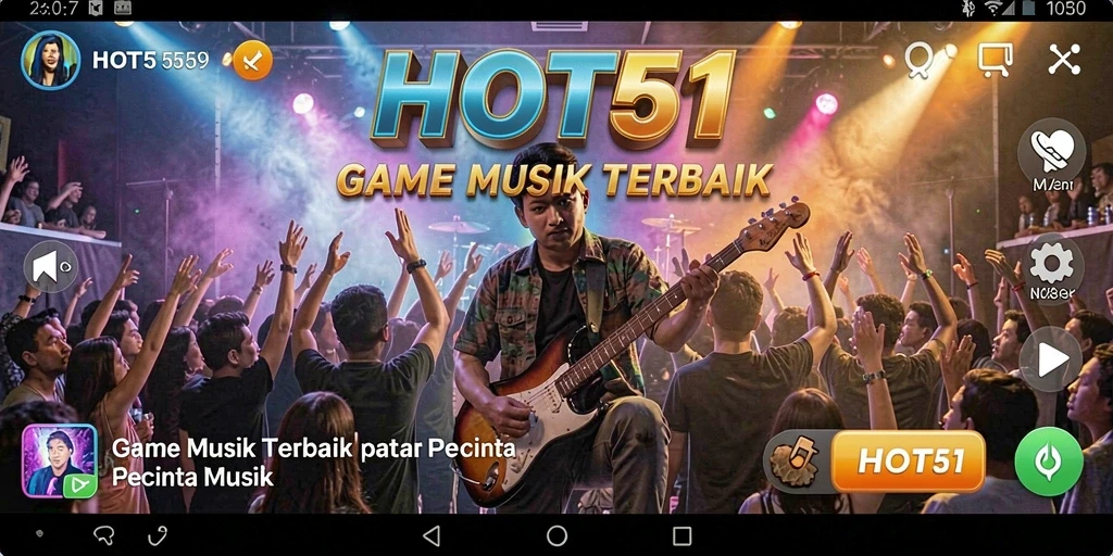 Tampilan gameplay HOT51 dengan berbagai tantangan musik.