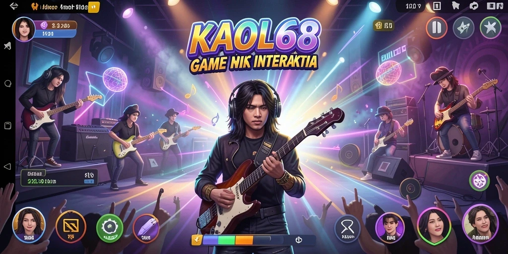 Tampilan gameplay KAOL68 dengan alat musik virtual yang interaktif.