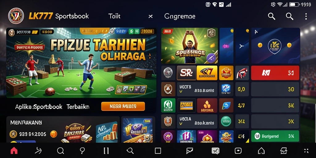 Tampilan utama LK777 dengan fitur taruhan olahraga yang menarik.