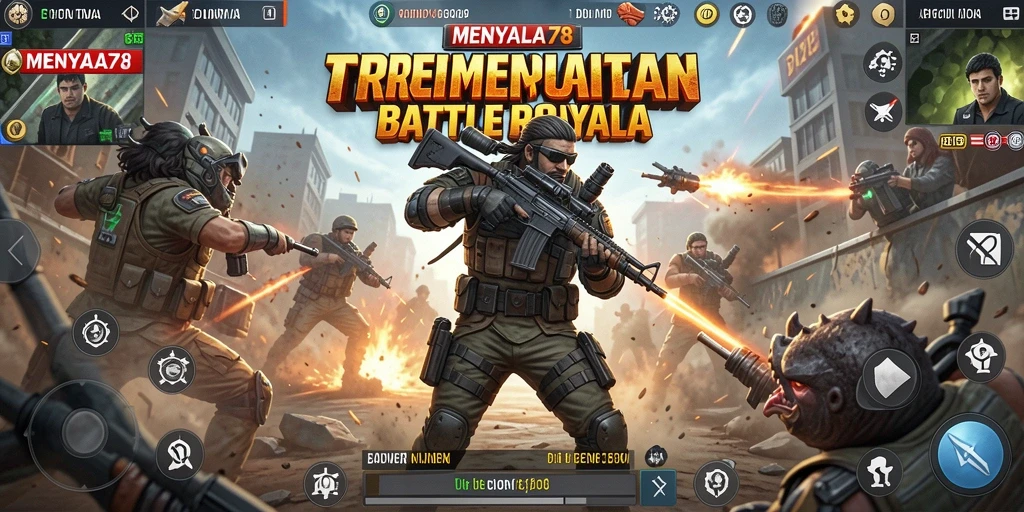 Screenshot MENYALA78 menampilkan pertempuran sengit di arena Battle Royale.