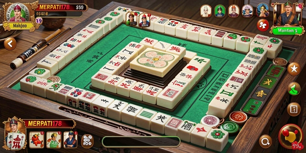 Tampilan gameplay seru dari MERPATI178 yang menampilkan keseruan permainan Mahjong.