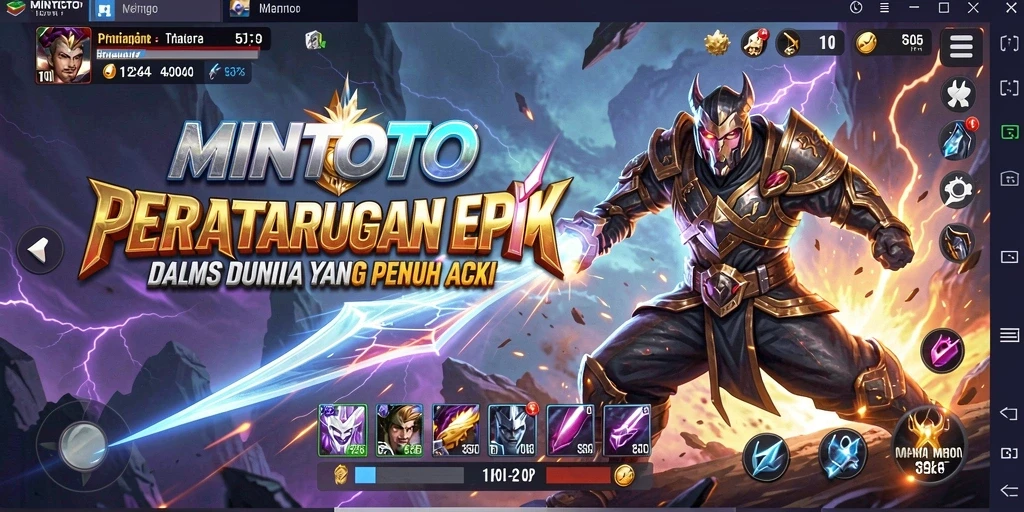 Screenshot pertarungan seru dalam MINTOTO dengan karakter yang beraksi.