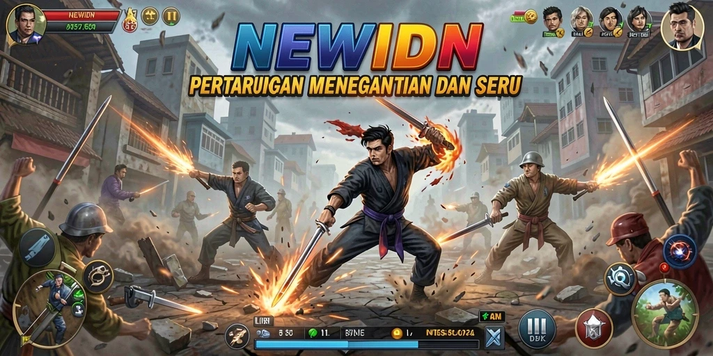 Tampilan gameplay aksi epik dari NEWIDN yang memukau.