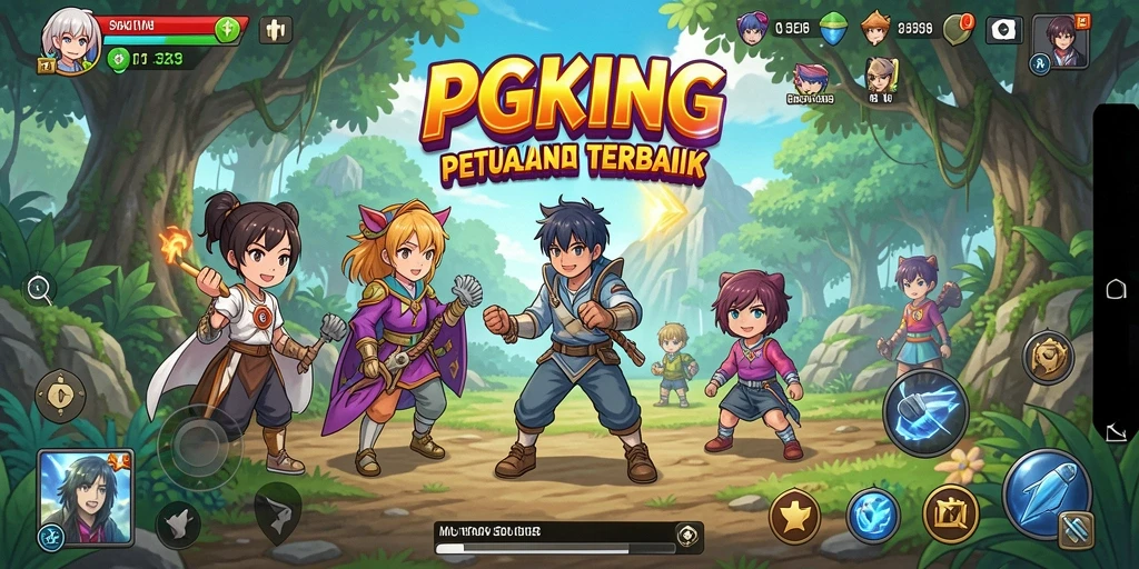 Screenshot PGKING menunjukkan aksi gameplay seru dengan karakter anime.
