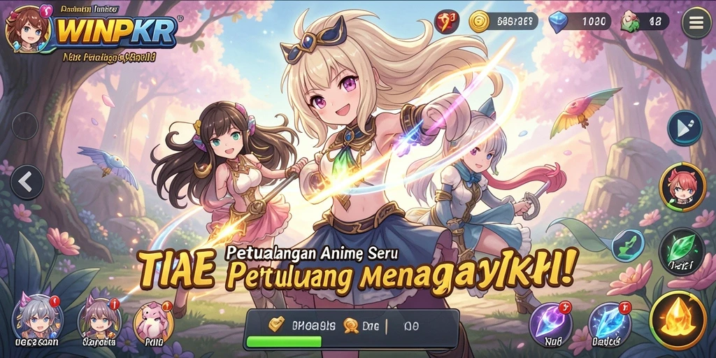 Screenshot gameplay WINPKR menampilkan aksi seru dalam dunia Anime.