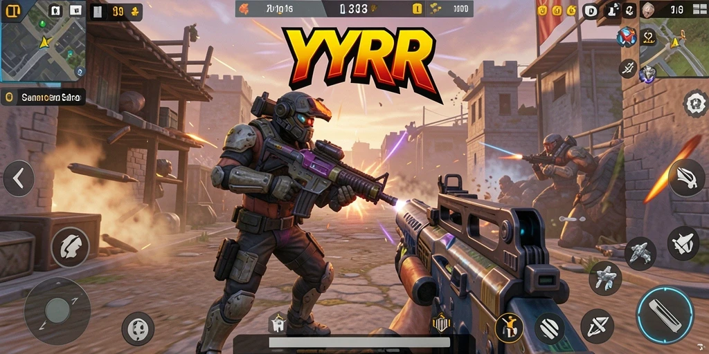 Screenshot gameplay YYRR menampilkan aksi seru dalam pertempuran TPS.