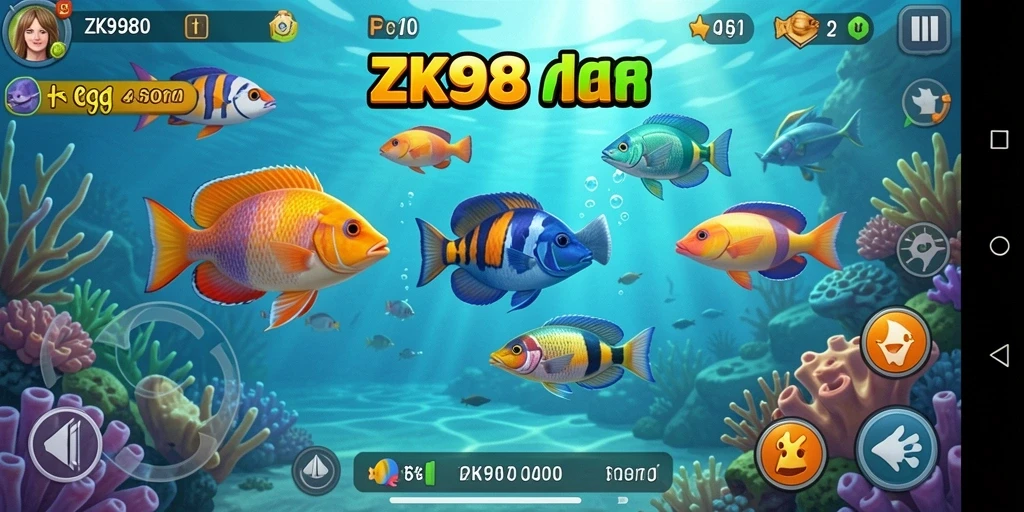 Tangkapan layar gameplay ZK988 menampilkan aksi seru dalam Tembak Ikan.